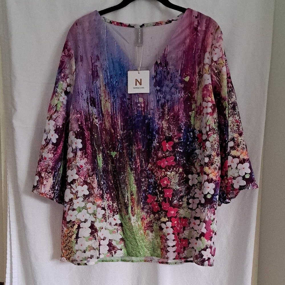Elegant Women's Floral Blouse in Purple and Pink